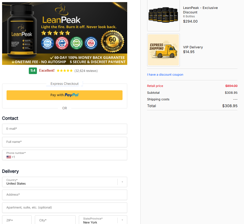 LeanPeak secure checkout button